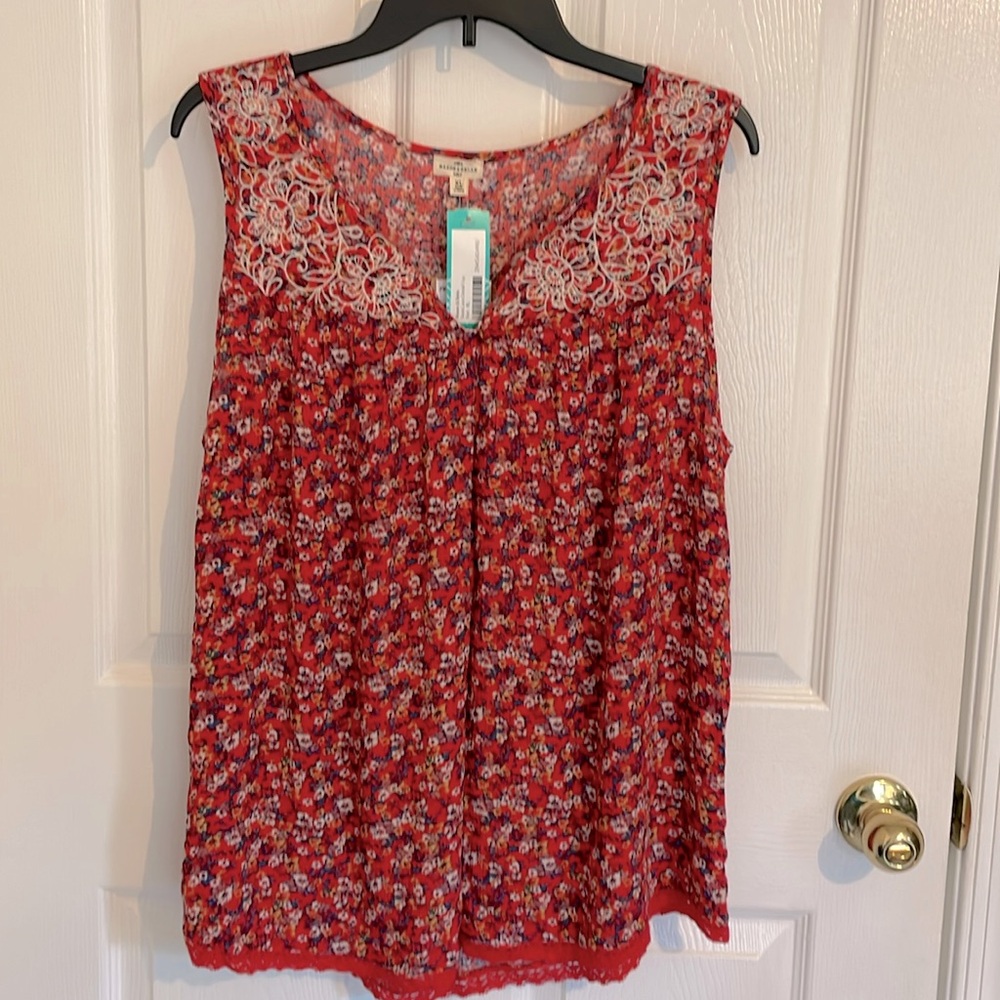 MASON & BELLE Skyla Lace FLORAL TANK, XL, Cotton & Lace, NWT